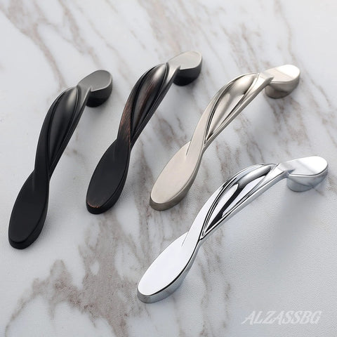 10 Pack Brushed Satin Nickel Cabinet Pulls With 3 Inch Hole Centers Arch Twisted Design for Cabinets and Drawers AL3027SN