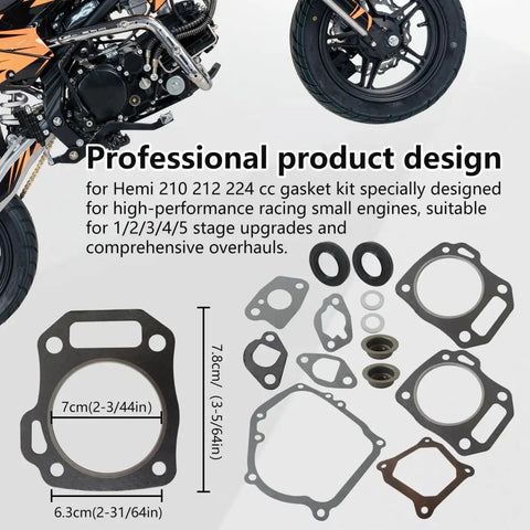 Image of a Gasket Set Kit for Predator 212cc 224cc Small Engine Rebuild Fits Tillotson Lifan Ducar Locin shown with components.