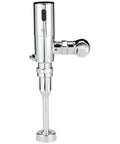 Top Tier Hella Efficient Exposed Sensor Piston Flush Valve In Chrome With Ultra Low Flow 0.25 Gallons Per Flush And A Decade Long Battery, side view.