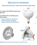 Diagram showing LED Pool Light Bulb 120V 60W 6000lm Bright White 6500K Replacement dimensions and compatible housing.