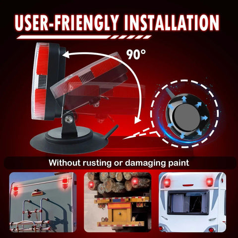 DEJ wireless trailer lights 2-pack with magnetic bases and 90-degree adjustable mounting, waterproof.