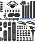 All In One Cable Management Kit For Desk Car And Office With 188 Pieces Including clips, sleeves, ties, and rolls