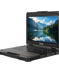 Hella Tough Rugged Laptop Featuring 10th Gen Intel Core I5 Up To 42 Ghz 133 Inch Full Hd Touchscreen 16 Gb Ram 256 Gb Ssd Ip66 Waterproof Build Shoots Straight In Rough Sites Running Windows 11 Pro Refurbished Workstation open at an angle showcasing the display and keyboard.
