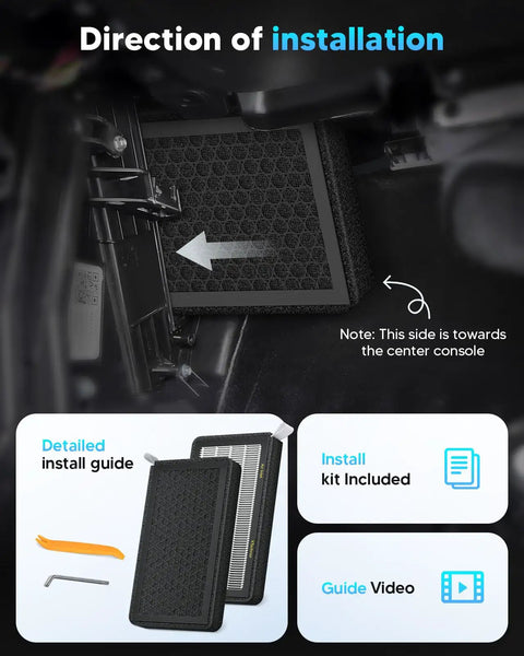 Installation guide for 2 Pack HEPA Cabin Air Filter With Activated Carbon For Model 3 And Model Y 2016 To 2026 Juniper Highland