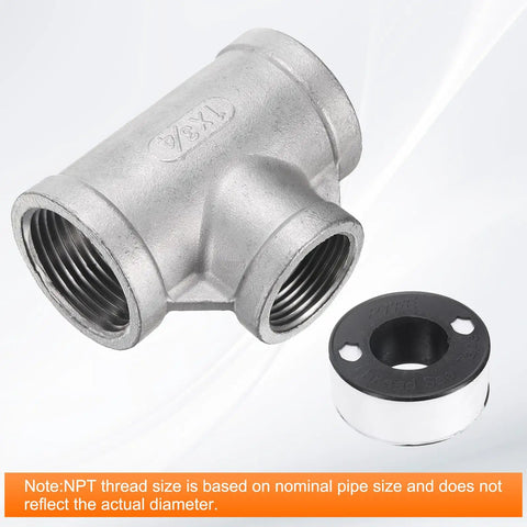 HARFINGTON Tee Pipe Fitting (3/4" x 1" x 1") NPT Female 304 Stainless Steel T-Shaped Reducer 3 Way T-Connector