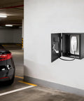 Rock Solid EV Charger Enclosure Box Featuring Quick Set Combo Lock Wall Mount Weatherproof Shield for Garage Driveway and Public Electric Car Plug Safe Zones.