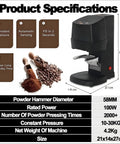Professional Automatic Espresso Tamper With Adjustable Height Stand And 10 To 30 Kg Of Precision Pressure Nails specifications and features.