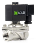 1/2 Inch Stainless Steel Solenoid Valve, 110V AC Normally Closed Electric Valve With Viton Seal and Junction Box, side view