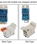 Top Shelf Heavy Duty 125A Din Rail Terminal Block For Cabinet Wiring Projects showing new and old model types with connectors.