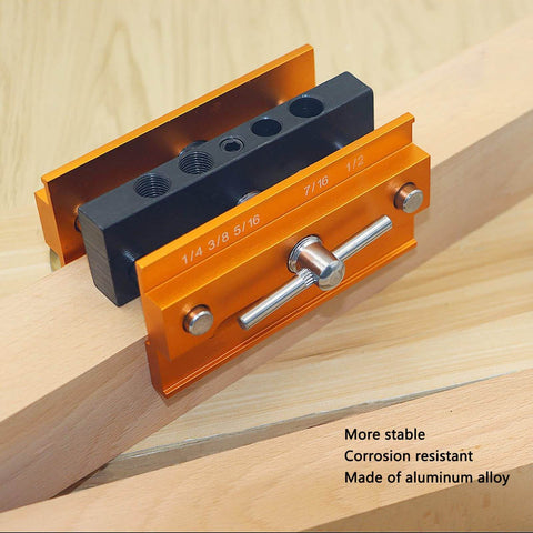 Self Centering Doweling Jig With Aluminum Alloy Guide Bushings For Precise Woodworking Joints And Furniture Assembly 64mm Width