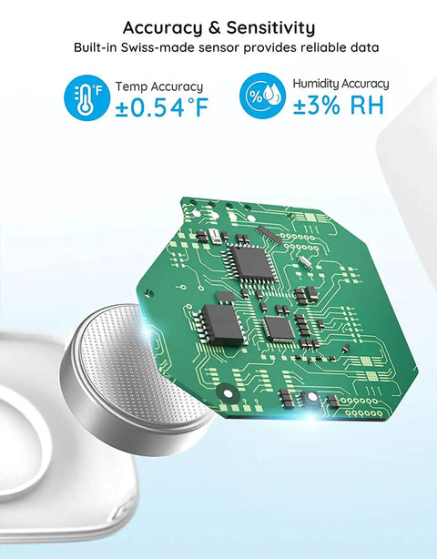 Bluetooth Hygrometer Thermometer Mini Wireless Humidity Sensor with Notification Alerts and Swiss-made sensor