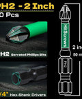 Anti Slip PH2 Impact Driver Bits Set 2 Inch Magnetic S2 Steel With Laser Etched Micro Slip Grip for heavy duty repairs and home improvement