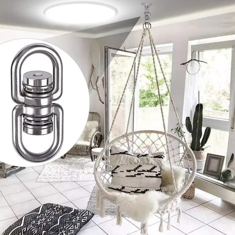 Heavy Duty Bearing Swing Swivel 360 Degree Rotation for hammock chair in living room, industrial grade rigging, holds up to 1200 lb