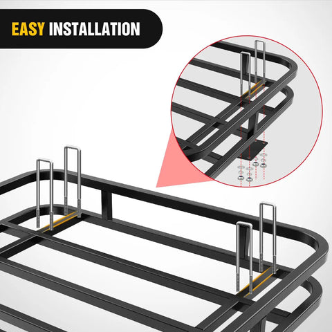 RV Bumper Mounted Cargo Carrier Basket With Net Fits 4 Inch Or 4 And A Half Inch Bumpers Heavy Duty Luggage Rack installation detail
