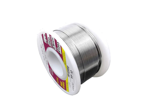 Spool of 0.8mm tin solder wire on white background, labeled details, 200g rosin core ideal for RC soldering applications.