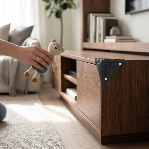 Speaker Corner Protector For Cabinets, Guitar Amps, And Furniture, stackable right angle corner guard with four screws on wood cabinet