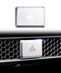 Hazard Warning Light Push Button Cover For Honda Civic CRV HRV Accord Integra 2022 2025 Silver Aluminum Alloy Trim Emergency Flashers Interior Accessory With Premium Shine And Easy Snap Fit shown installed on dashboard next to grille.