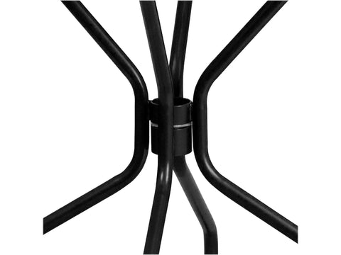 Round Black Indoor Outdoor Steel Patio Table With Umbrella Hole And Rain Flower Designer Top For Outdoor Living Spaces base detail