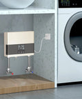 Top Tier Tankless Electric Water Heater With 110V Hot Water Delivery featuring a sharp digital display under a sink.