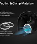 Heavy Duty 8 Inch Aluminum Foil Dryer Vent Hose For Efficient Airflow 25Ft Long Black Flexible Ducting Kit with clamps
