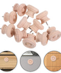 Round Wooden Drawer Knobs Set, 10 Pack, Single Hole Circular Wood Handles for dressers and doors, natural solid wood.