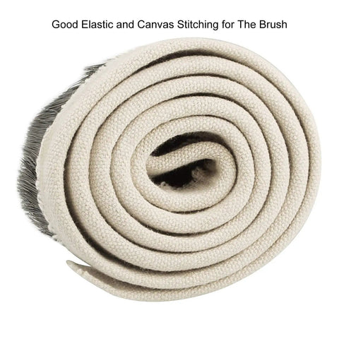 Rolled 70mm nylon dust shoe brush for engraving machines, canvas stitching visible, thick shield for CNC routers, black, easy install.