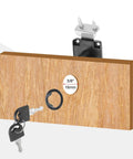 Lock Up Your Stash With This Heavy Duty Alloy Steel Drawer Lock 2 Pack Featuring Keyed Different Cylinders Built Tough For Quick Cabinet Security Install Black on wooden surface with keys.