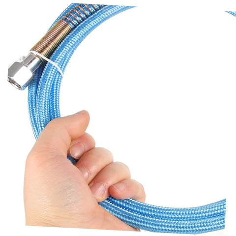 Hand holding Workhorse High Pressure Steam Tube Replacement Flexible Steam Iron Cleaner Hose with PTFE Material