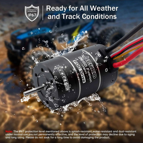 2 In 1 Fusion FOC Brushless Drive System For 1 Tenth Scale RC Rock Crawler, Built In Encoder, 1800KV Motor in water