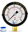 Water Pressure Gauge For Pool Filter Spa And Aquarium 60 PSI Brass Lower Connection Dual Display 1/4 Inch NPT Teflon Seal