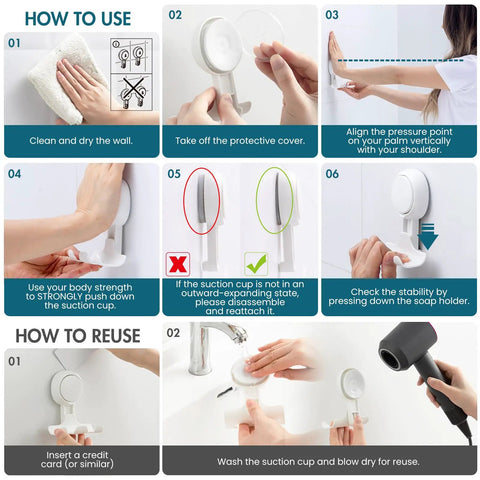 Two Pack Suction Cup Razor Holder For Shower And Bathroom Organizer No Drill Easy Install Strong Suction Wall Hooks For Razor Towel Loofah Shaver Soap White