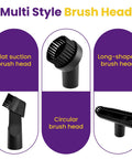 Image of multi style vacuum brush heads from 4 Piece Vacuum Attachment Set With Round And Square Brushes, 2 In 1 Suction Brush, 1.25 Inch Universal Adapter.