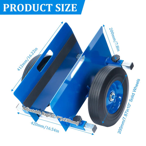 Heavy Duty Panel Dolly For Doors And Drywall, 1100 Pound Capacity, All Terrain Workhorse Slab Cart With 10 Inch Solid Wheels