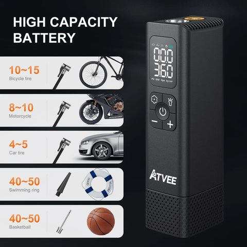 Ride Ready 30 Second Fast Inflate Bike Pump With Gauge And Digital Display, 150 PSI Portable Electric Tire Inflator For Road Bikes And E Bikes, Presta And Schrader Valves