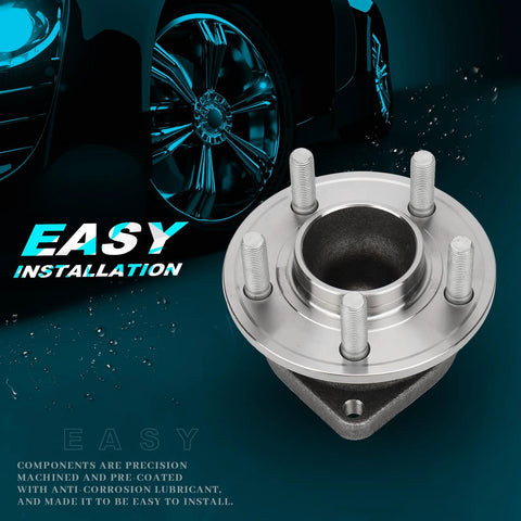 Front Wheel Bearing And Hub Assembly For Chrysler 300 2012 To 2020 Dodge Charger 2012 To 2020 And Challenger 2012 To 2020 5 Lug No ABS Replacement 513325X2 displayed with easy installation text and car wheel background.