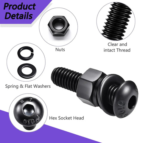 2205 Piece Metric Screws Set M2 M3 M4 M5 Assortment Kit With Hex Socket Button Head Bolts Nuts And Washers Black Detail