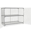 Rock Solid One Tier Two Door Wire Mesh Security Locker With Height Adjustable Shelf showing two wide hinged doors and three shelves.