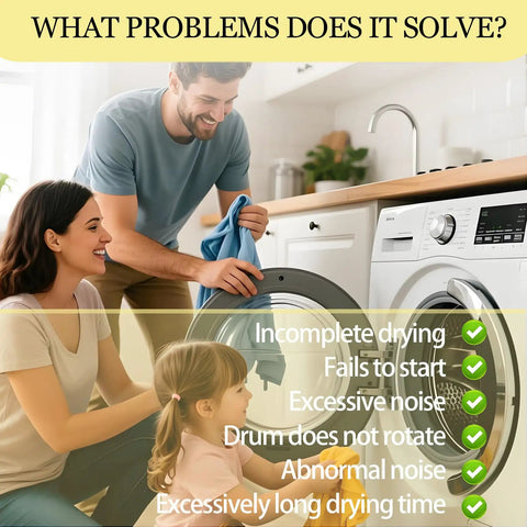 Family using Dryer Repair Kit For Electrolux And Frigidaire That Fits EFME617STT0 EIMGD55IIW2 And More fixing dryer issues.