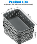 3 Pack Small Plastic Storage Baskets In Sleek Dark Gray, measuring 7.67 by 5.44 inches, for home organization.
