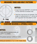 Premium 4 Lug Trailer Hub Kit 2 Sets Glides Right On One And One Sixteen Inch Straight Spindle 4X4 Bolt Pattern 2000 Lb rated bearing and spindle size guide.