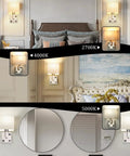 Set of 2 Wall Sconces With USB Port And AC Outlet, Nickel Finish Bedside Lamps, living room setup, 3 Color Temperatures demo