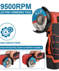Cordless Angle Grinder Kit With 19500 RPM, Two 16.8V 2000mAh Batteries, Six Cutting Discs, and Fast Charger, Portable Handheld