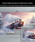 Steam Engine Train Wallpaper Mural For Living Room And Boys Room Removable Locomotive Wall Covering Retro Large Train Murals