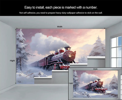 Steam Engine Train Wallpaper Mural For Living Room And Boys Room Removable Locomotive Wall Covering Retro Large Train Murals