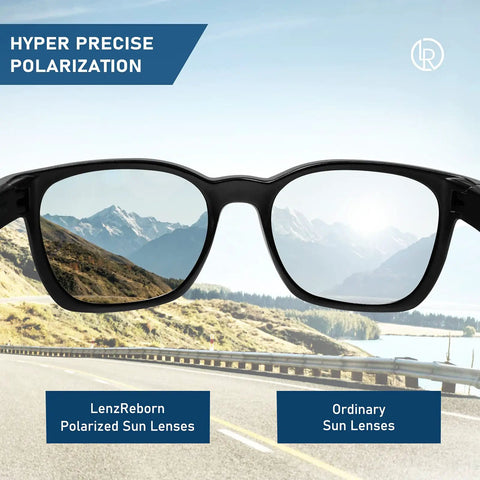 Photochromic Replacement Lenses For Ray Ban Meta Wayfarer RW4006 RW4008 50mm 53mm And Gen 2 RW4012 AI Glasses showing polarized effect.