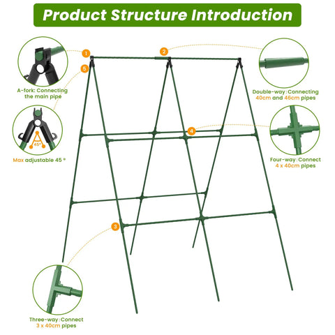 Diagram of Cucumber Trellis 35 Inch By 50 Inch A Frame Garden Trellis showing connection points and structure