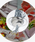 Two Pack Stainless Steel Kitchen Sink Strainer Set with Large Wide Rim Four Point Five Inch Diameter Micro Perforated Two Millimeter Holes