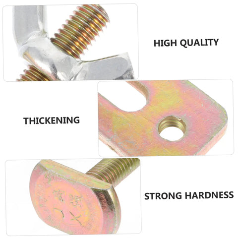 Close-up of 2 Sets Pro Grade Beefy Heavy Duty Steel Router Clamps Hold Down Kit For Woodworking And CNC with thickened plate.