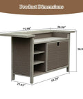 Outdoor Patio Bar Table With Aluminum Frame And PE Wicker Bar Cart Cabinet All Weather Storage dimensions illustration