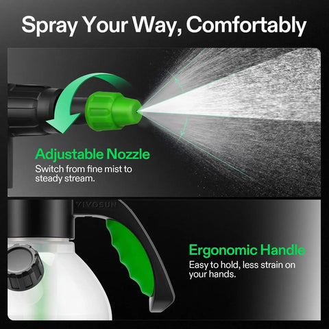 70 Ounce Pump Sprayer For Home Garden And Lawn Care Portable Hand Sprayer For Plants Flowers Weeds And Cleaning No Fuss Refilling Side Port With Measuring Cup Clear Tank Adjustable Nozzles Leakproof Seal with adjustable nozzle and ergonomic handle